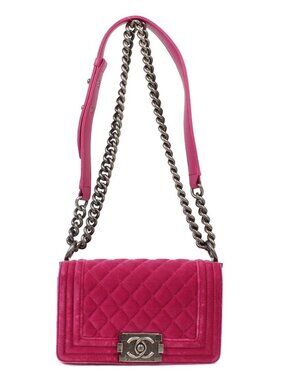 Boy Chanel Pink Velvet Small Chain Shoulder Bag XX03514